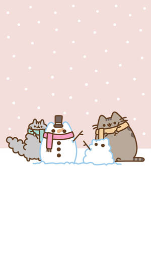Pusheen And Stormy In Christmas Wallpaper