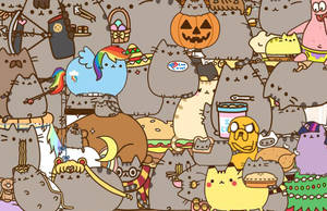 Pusheen Collage Wallpaper