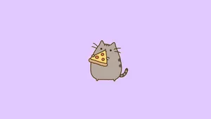 Pusheen Eating Pizza Wallpaper