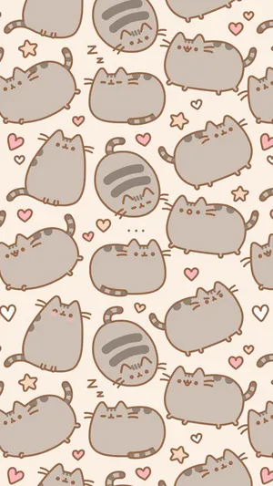 Pusheen Kawaii With Various Expressions Wallpaper