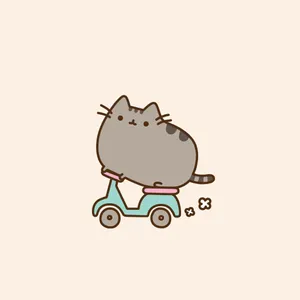 Pusheen Scooter Ride Wallpaper