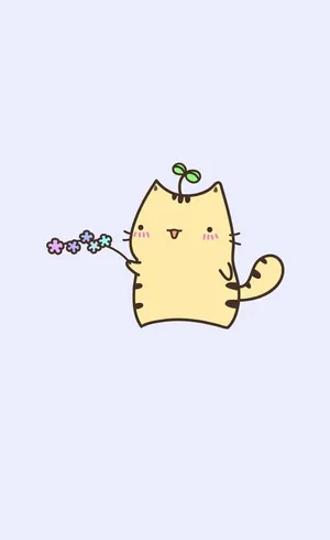 Pusheen Yellow Cat Friend Wallpaper
