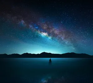 Qhd Starry Night Ocean Wallpaper