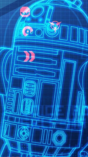 R2d2 Neon Circuit Top Iphone Wallpaper