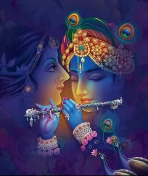 Radha-krishna Purple Art Wallpaper