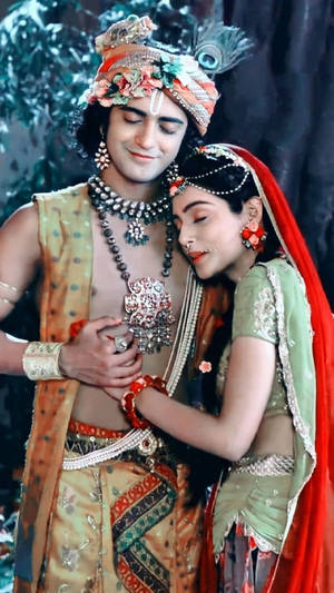 Radha Krishna Serial Cuddling Wallpaper