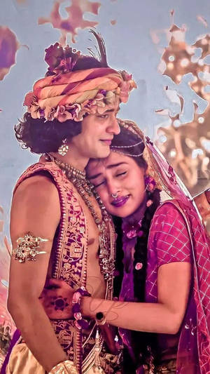 Radha Krishna Serial Hugging Wallpaper