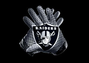 Raiders Logo On Striped Football Gloves Wallpaper