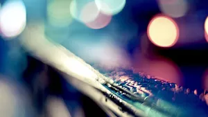 Rain, Lights, Railings Wallpaper