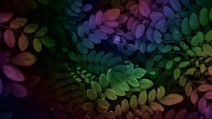 Rainbow Aesthetic Leaves Wallpaper