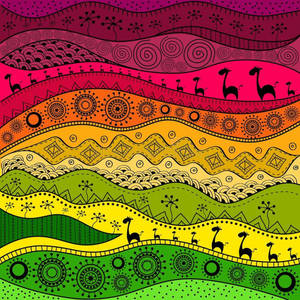 Rainbow African Art Wallpaper