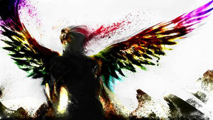 Rainbow Black Angel Wings Wallpaper