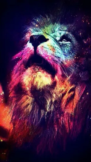 Rainbow Galaxy Lion Wallpaper