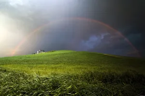 Rainbow In Hills Wallpaper