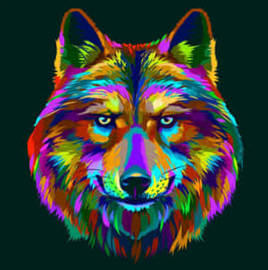 Rainbow Wolf Head Minimalist Wallpaper