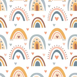 Rainbows And Hearts Pattern Wallpaper