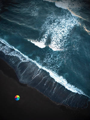 Rainbrow Umbrella Beach Wave Iphone Wallpaper