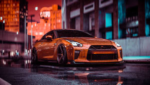 Rained On Orange Nissan Gt R 4k Wallpaper