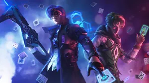 Raining Playing Cards On Free Fire Season 1 Characters Wallpaper