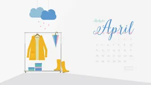 Rainy Themed April Calendar Wallpaper