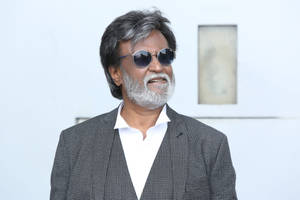 Rajinikanth Rocking Grey Suit Wallpaper