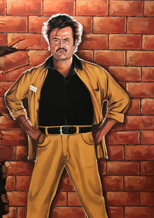 Rajinikanth Wearing Yellow Suit Wallpaper