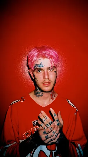 Rapper Lil Peep In Red Wallpaper
