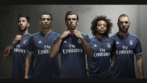 Real Madrid Players In Blue Jersey Wallpaper
