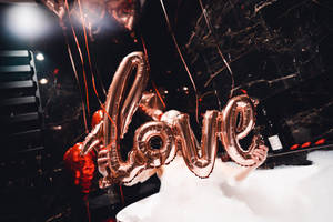 Really Cool Love Rose Gold Balloon Wallpaper