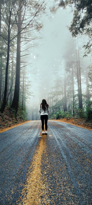 Realme 7 Pro Woman On Road Wallpaper