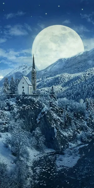 Realme Winter Super Moon Wallpaper