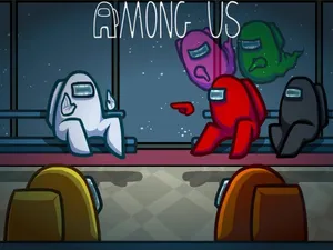 Red Accusing White Among Us Imposter Wallpaper