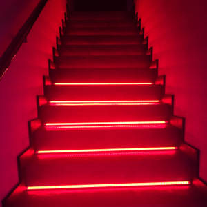 Red Aesthetic Neon Stair Lights Wallpaper