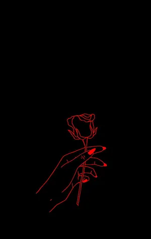Red And Black Aesthetic Rose Hand Wallpaper