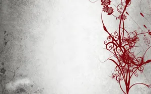 Red And Black Outline Flower Art Wallpaper