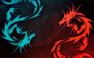 Red And Blue Dragon Wallpaper
