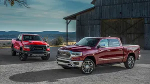 Red And Maroon Ram Truck Wallpaper