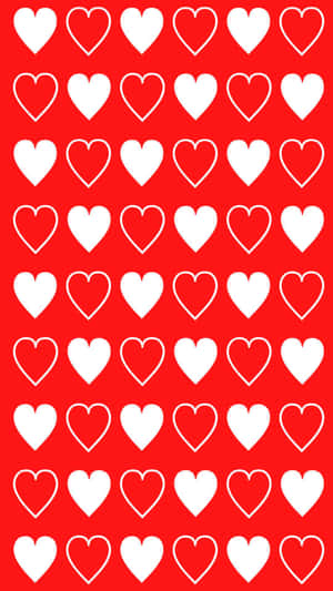 Red Background White Hearts Pattern Wallpaper