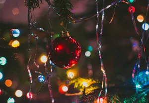 Red Ball On Christmas Tree Wallpaper