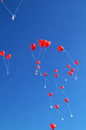 Red Balloons In Sky Wallpaper