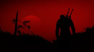 Red Black Minimalist Witcher Wallpaper