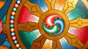 Red Blue Green Chakra Medallion Wallpaper