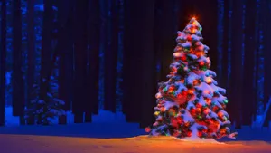 Red Christmas Forest Wallpaper