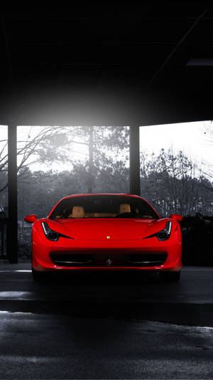 Red Color Pop Ferrari Iphone Wallpaper