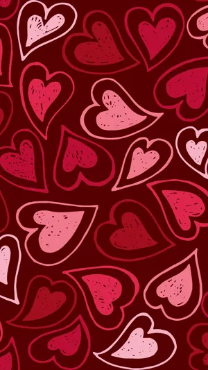 Red Curvy Wildflower Hearts Wallpaper