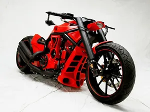 Red Custom Motorcycle Profile Wallpaper