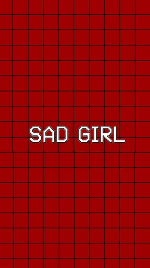 Red Cute Aesthetic Sad Girl Grid Wallpaper