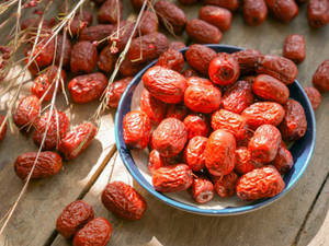 Red Dates Scattered Wallpaper