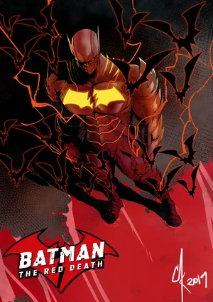 Red Death Surrounded By Bats Wallpaper