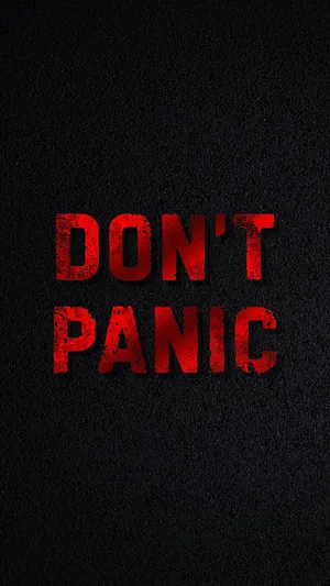Red Don’t Panic Black Background Wallpaper